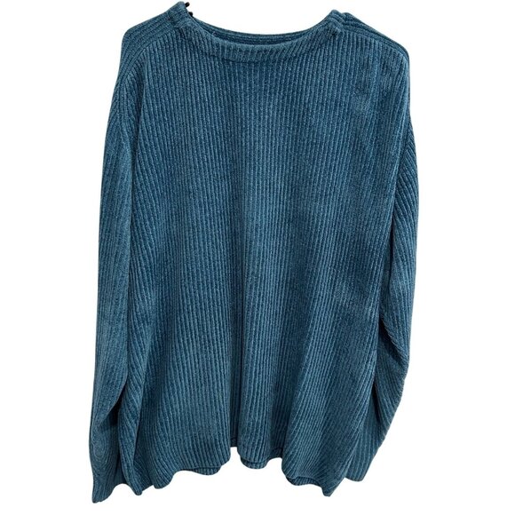 Barry Bricken Neiman Marcus Acrylic Blue Ribbed Knit Sweater Sz XL - Picture 1 of 8